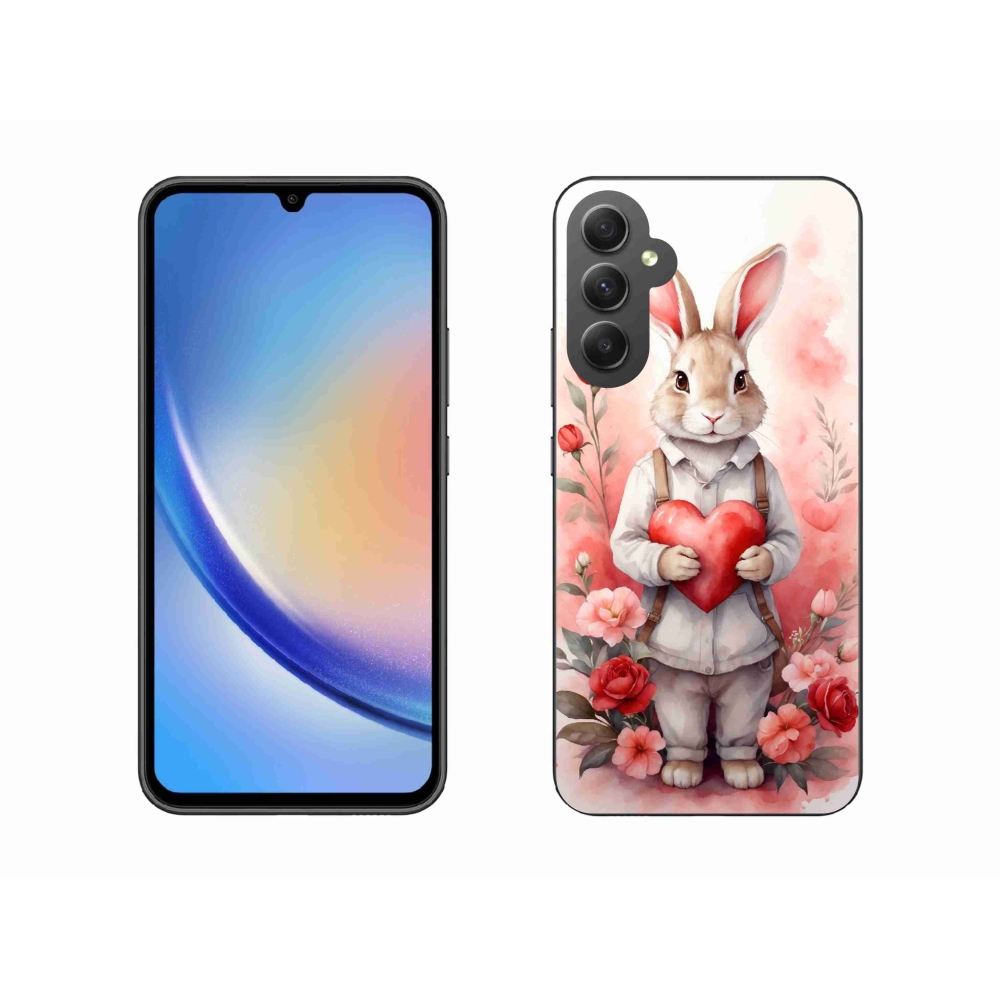 Zselés borítás mmCase Samsung Galaxy A34 5G - nyúl szívvel