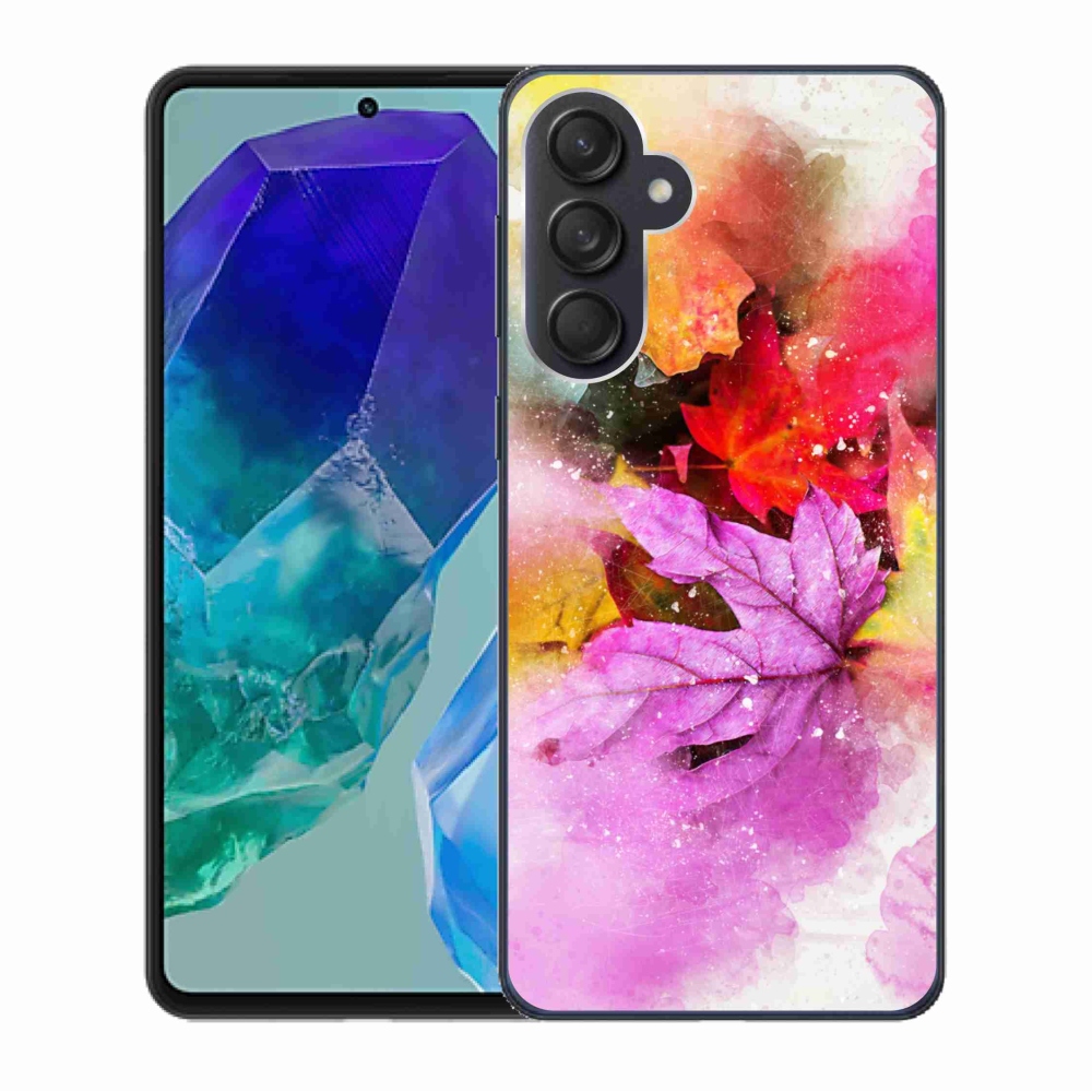 Gél borító mmCase Samsung Galaxy M55 5G - színes levelek - Samsung Galaxy M55 5G számára