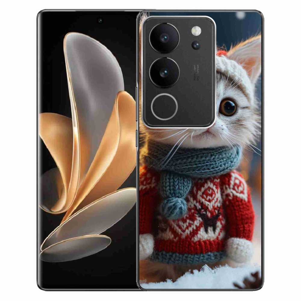 Gél borítás mmCase a Vivo V29 5G-hez - cica pulóverben