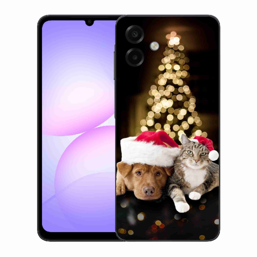 Gél borítás mmCase Samsung Galaxy A07 4G - Karácsonyi kutya és macska