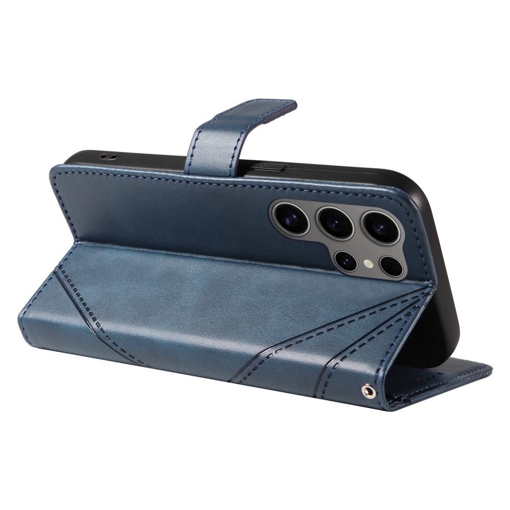 Vonalas könyv tok Samsung Galaxy S25 Ultra - kék