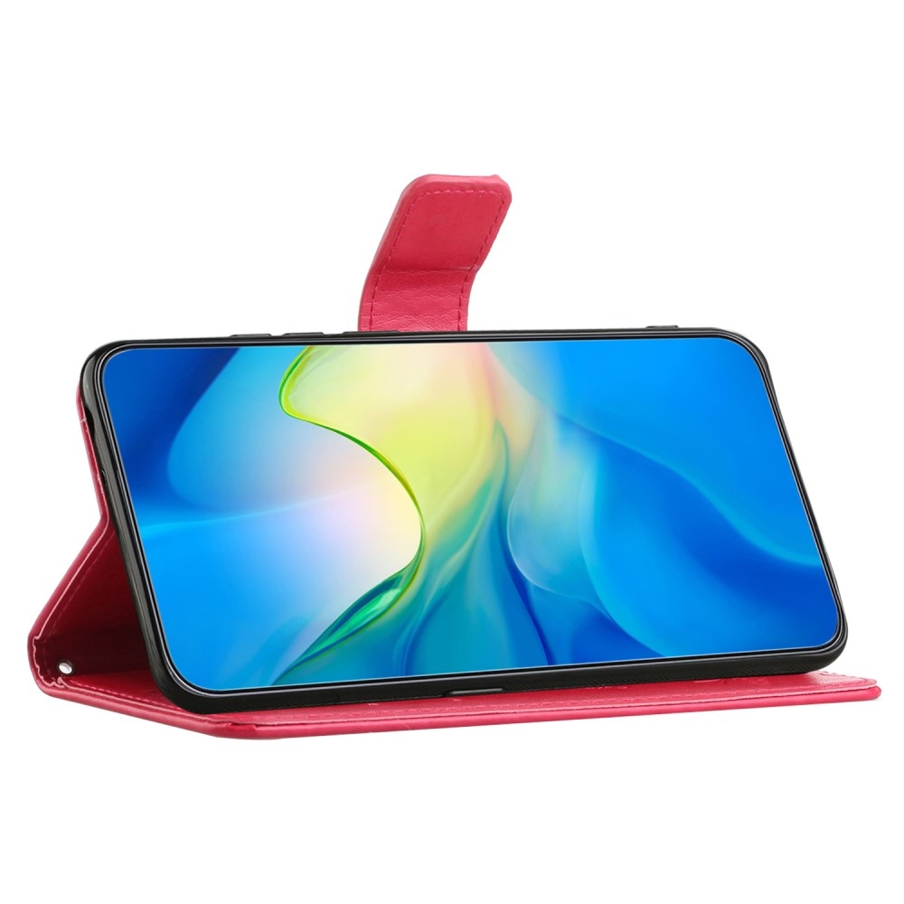 Virágos könyv tok a Xiaomi Redmi 12 4G/5G készülékhez - piros