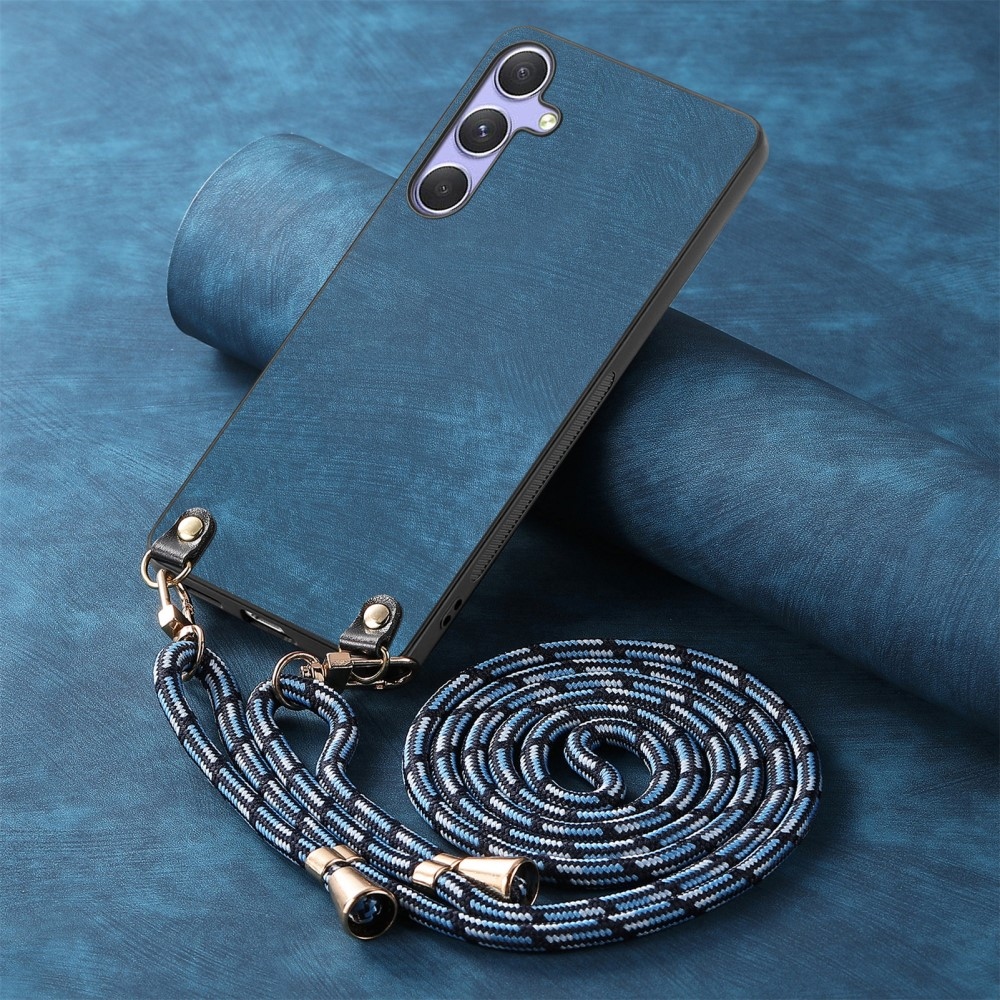 Retro zselés tok zsinórral és műbőrrel Samsung Galaxy A26 5G készülékhez - kék