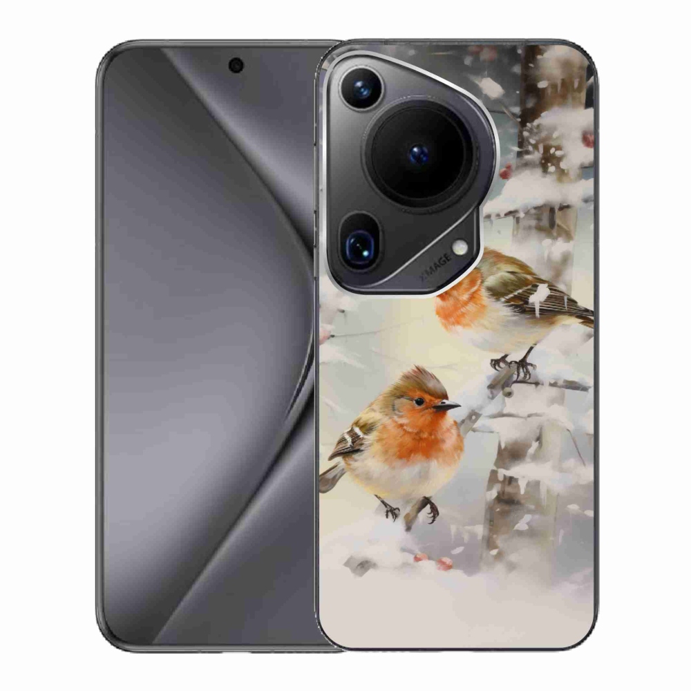 Gél borítás mmCase a Huawei Pura 70 Ultra számára - madarak télen