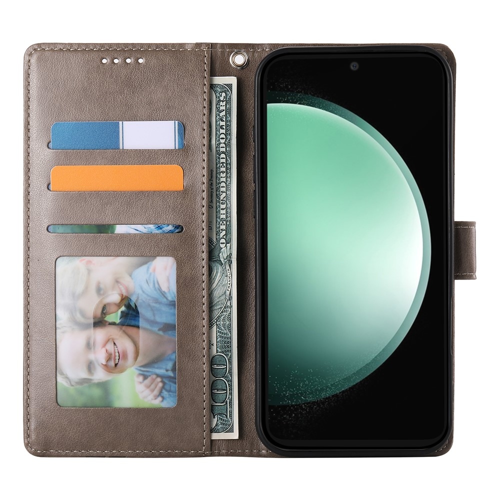 Virágok könyv tok Samsung Galaxy S25 FE készülékhez - szürke