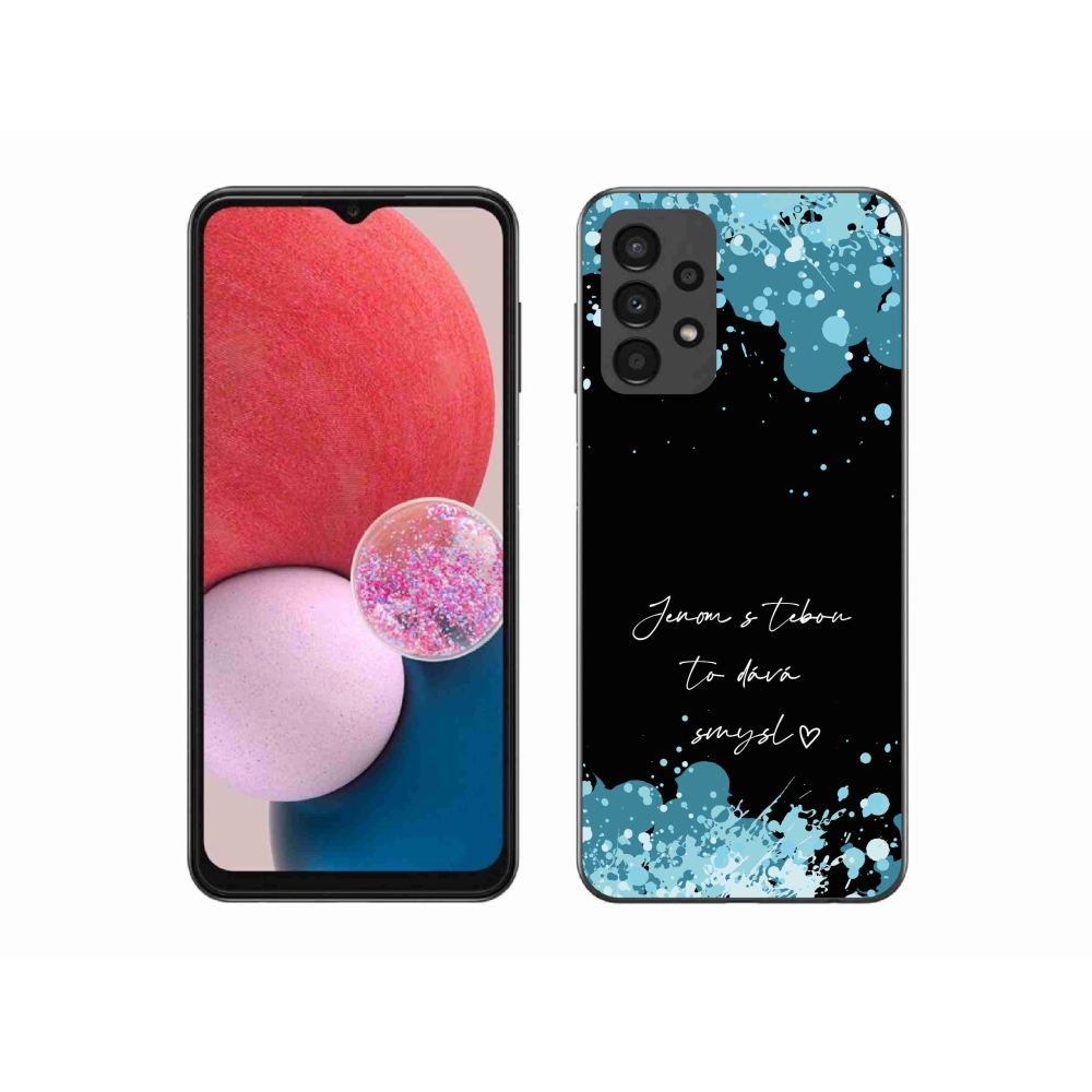 Gél borító mmCase Samsung Galaxy A13 4G - szöveg szerelemben fekete háttérrel
