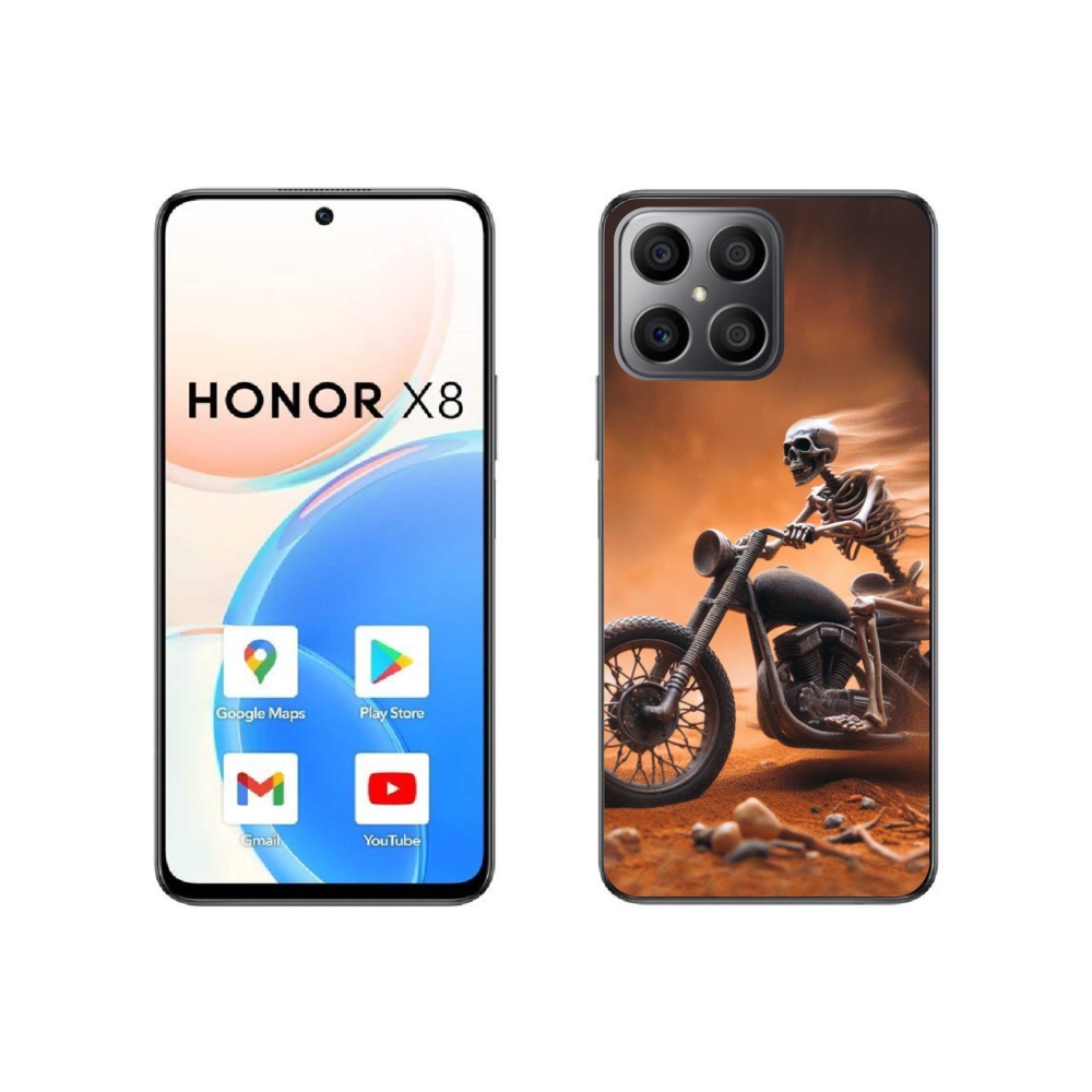 Gél borítás mmCase a Honor X8 4G-hez - csontváz egy motorkerékpáron