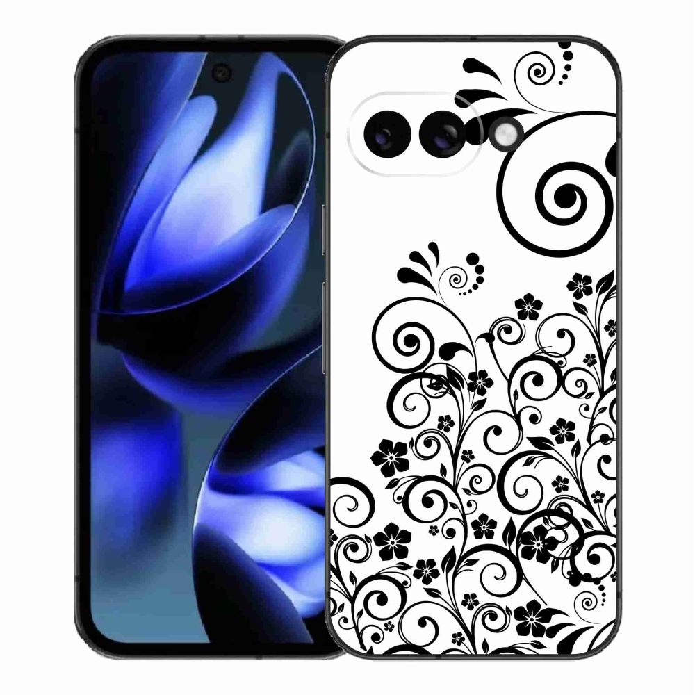 Gél borítás mmCase a Google Pixel 9a készülékhez - fekete-fehér virágminták