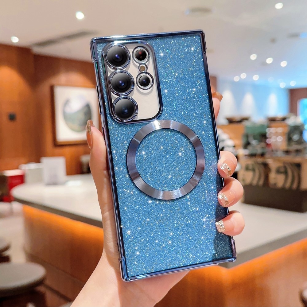 Fokozatos zselés csillogó tok MagSafe támogatással Samsung Galaxy S25 Ultra készülékhez - kék