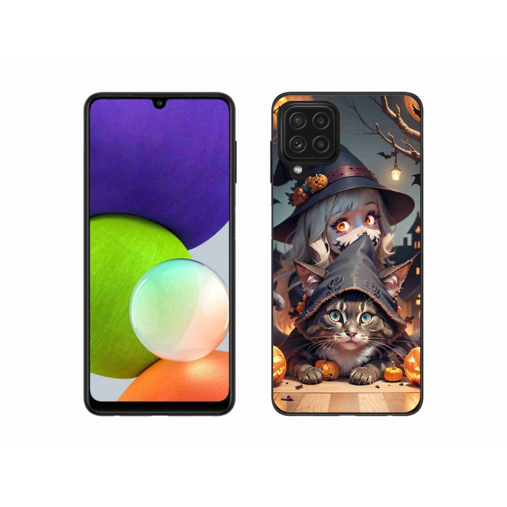 Zselés borítás mmCase Samsung Galaxy A22 4G - boszorkány macskával