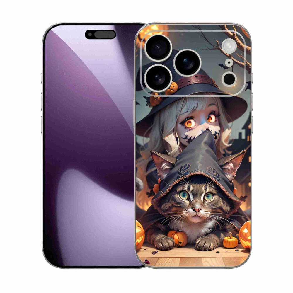 Zselés borítás mmCase iPhone 17 Pro készülékhez - boszorkány macskával