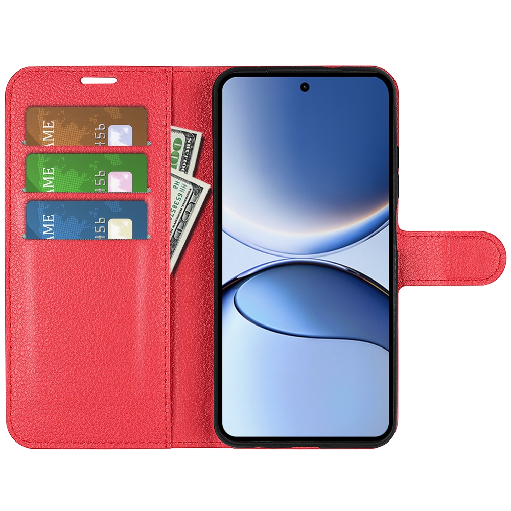 Litchi könyv tok a Xiaomi Poco F7 5G-hez - piros