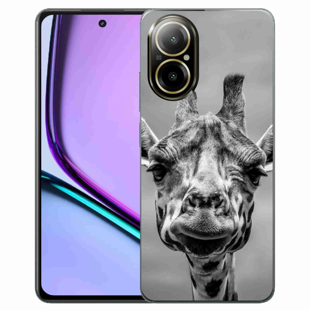 Zselés borítás mmCase a Realme C67 készülékhez - fekete-fehér zsiráf