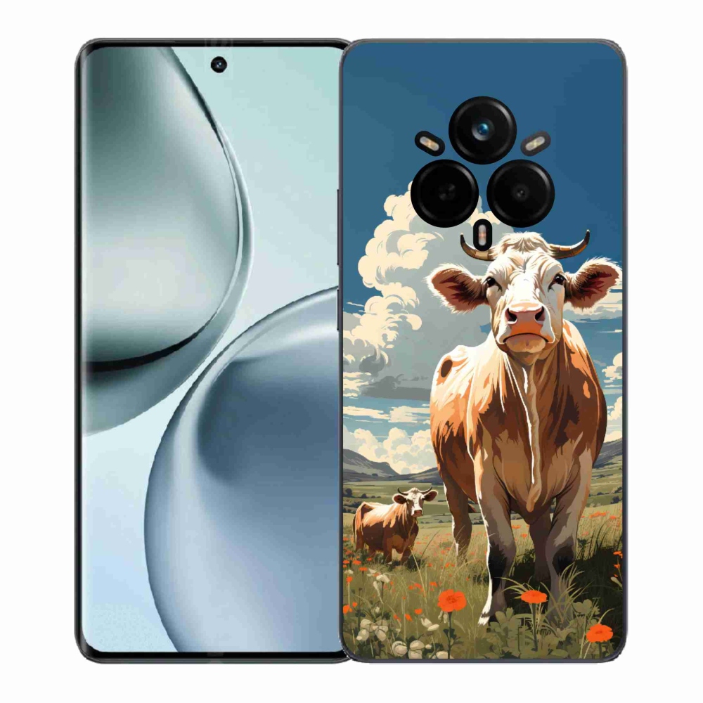 Gél borítás mmCase a Realme 14 Pro+ 5G számára - tehenek a réten