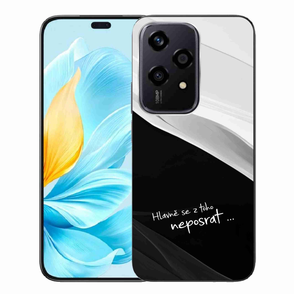 Gél borító mmCase a Honor 200 Lite 5G számára - vicces szöveg 13 fekete és fehér háttérrel