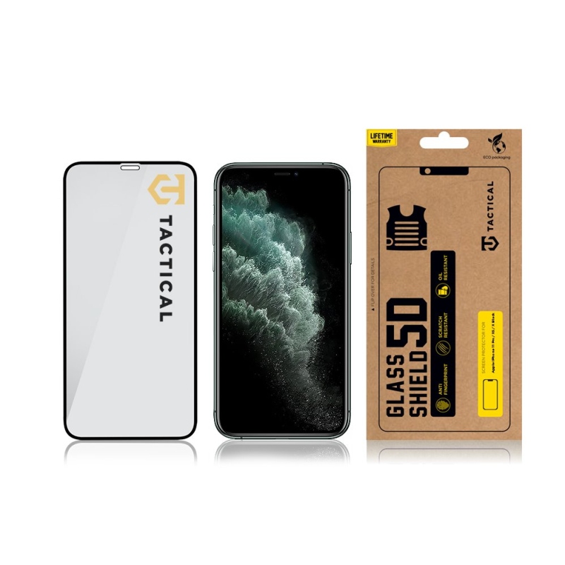 Taktikai üvegpajzs 5D üveg Apple iPhone 11 Pro/ XS/ X Fekete