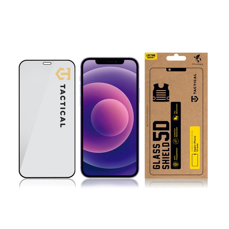 Tactical Glass Shield 5D üveg az Apple iPhone 12 Mini készülékhez Fekete