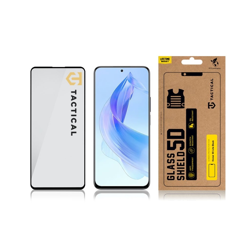 Taktikai üvegpajzs 5D üveg a Honor 90 Lite fekete készülékhez