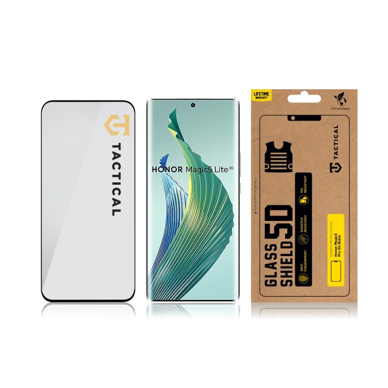 Taktikai üvegpajzs 5D üveg a Honor Magic5 Pro 5G Fekete számára