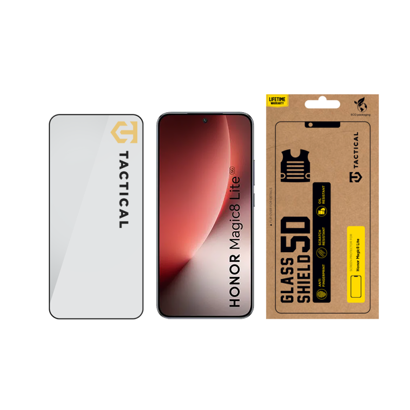 Taktikai üvegpajzs 5D üveg a Honor Magic8 Lite fekete készülékhez