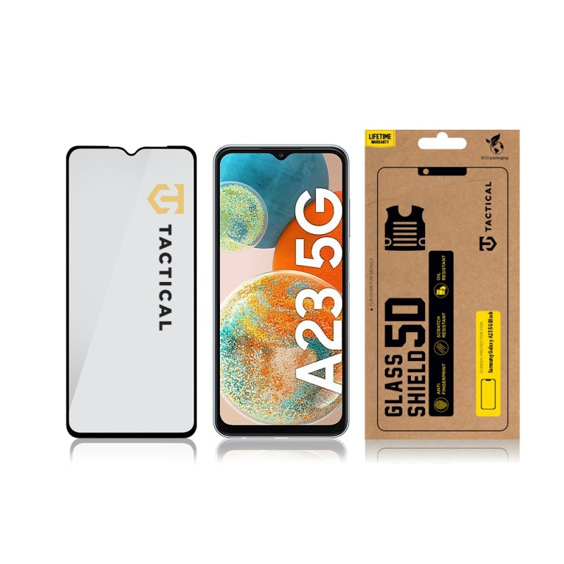 Taktikai üvegpajzs 5D üveg a Samsung Galaxy A23 5G Fekete számára