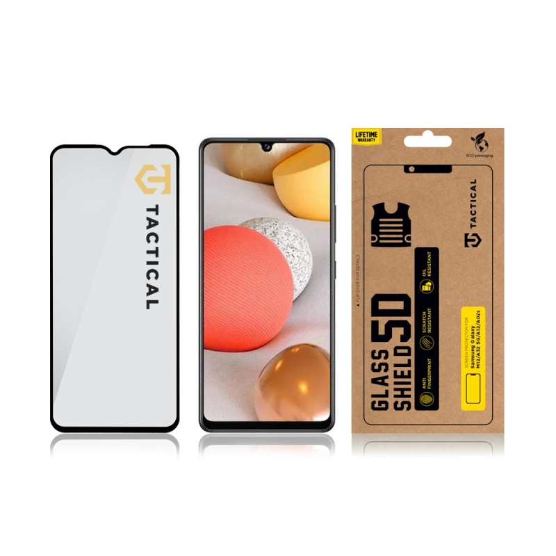 Taktikai üvegpajzs 5D üveg Samsung Galaxy M12/A32 5G/A12/A12/A02s Fekete
