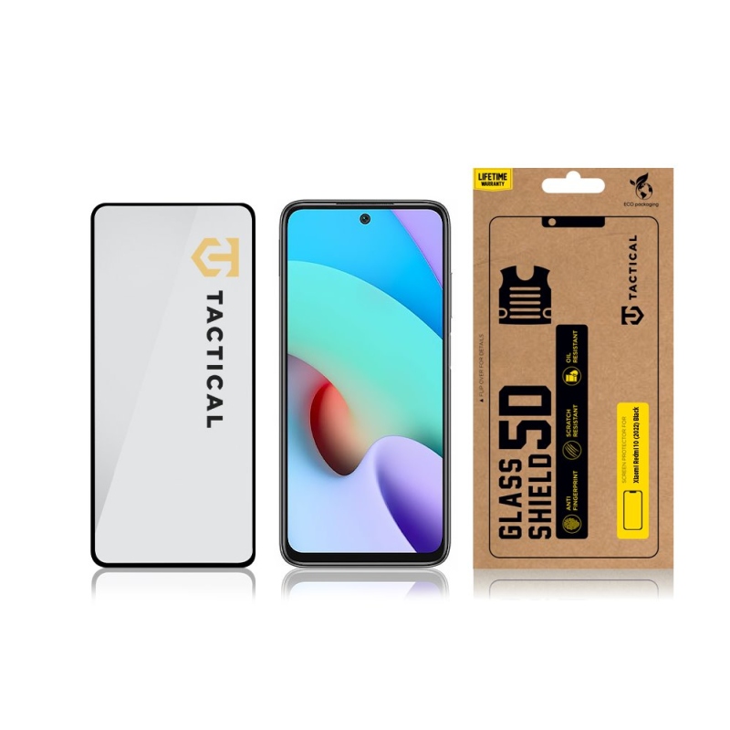 Taktikai üvegpajzs 5D üveg Xiaomi Redmi 10 (2022) Fekete