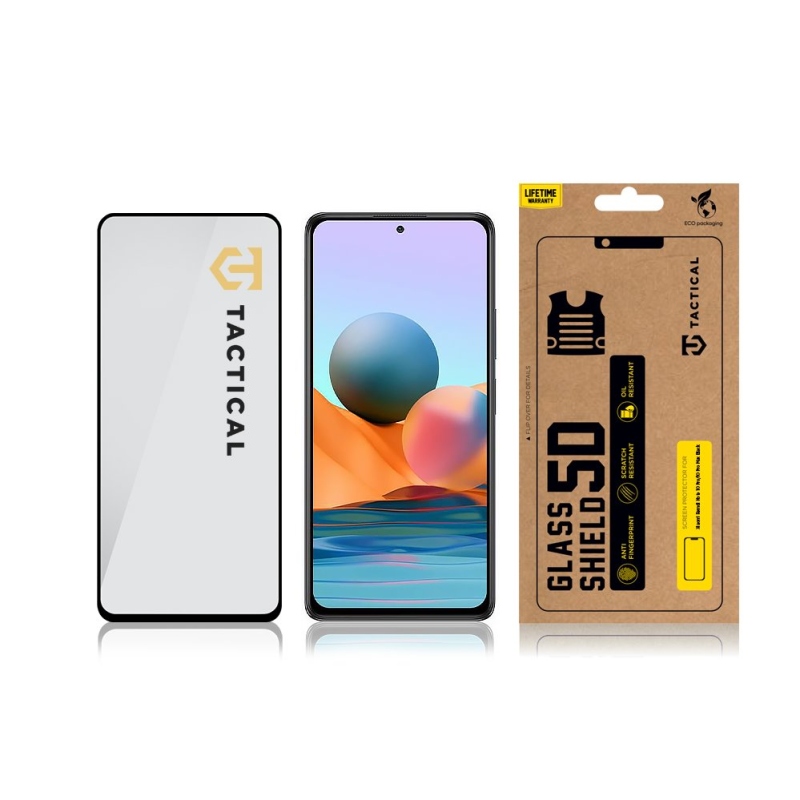 Taktikai üvegpajzs 5D üveg a Xiaomi Redmi Note 10 Pro/10 Pro Max-hoz Fekete