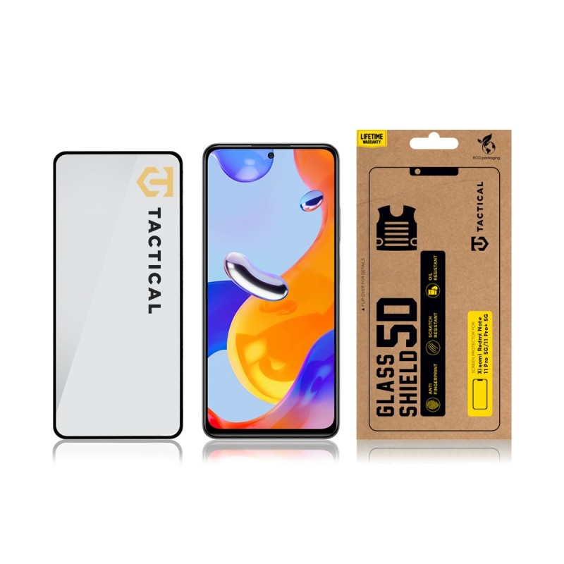 Taktikai üvegpajzs 5D üveg a Xiaomi Redmi Note 11 Pro 5G/11 Pro+ 5G Fekete számára