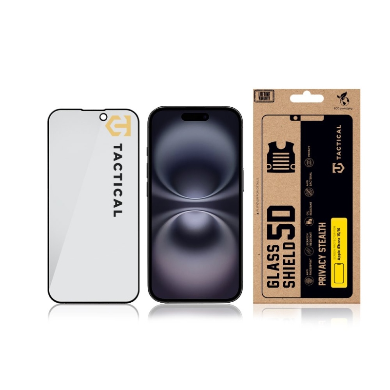 Taktikai üvegpajzs Privacy Stealth 5D üveg az Apple iPhone 15/16-hoz Fekete