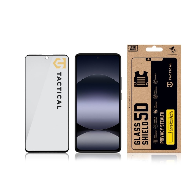 Taktikai üvegpajzs Privacy Stealth 5D üveg a Xiaomi Redmi Note 14 4G/5G/Poco X7 Pro 5G Fekete