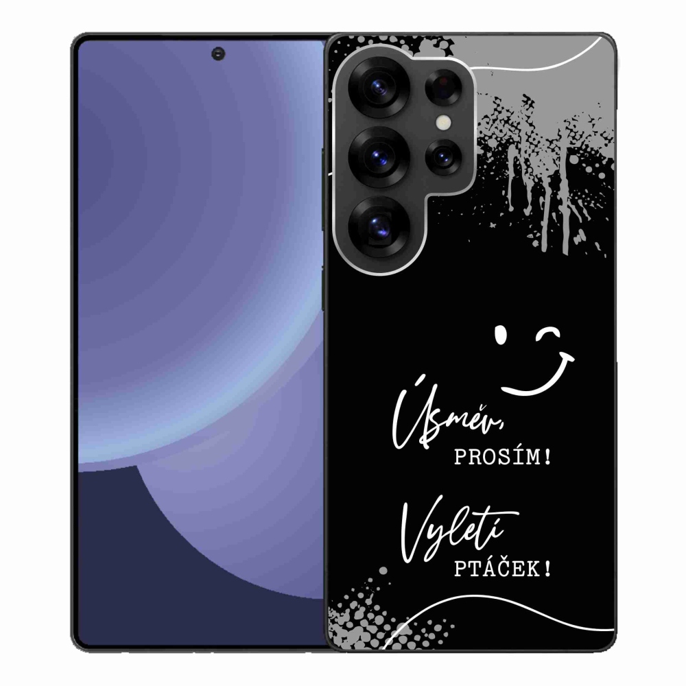 Gél borító mmCase Samsung Galaxy S25 Ultra - vicces szöveg 4 fekete háttérrel