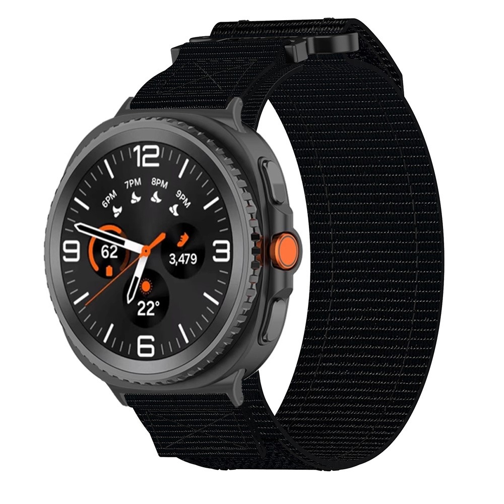 Nylon szíj a Samsung Galaxy Watch8 Classic 46 mm-es/Watch8 44 mm-es/40 mm-es modellekhez – fekete