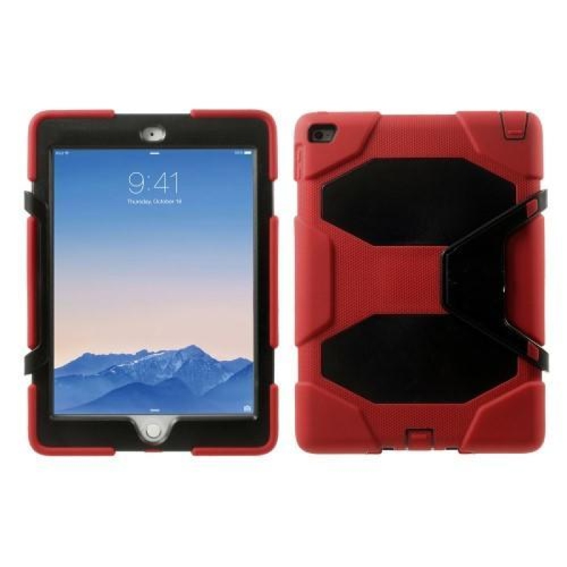 Tarry hibrid tartós tok állvánnyal iPad Air 2 készülékhez - piros