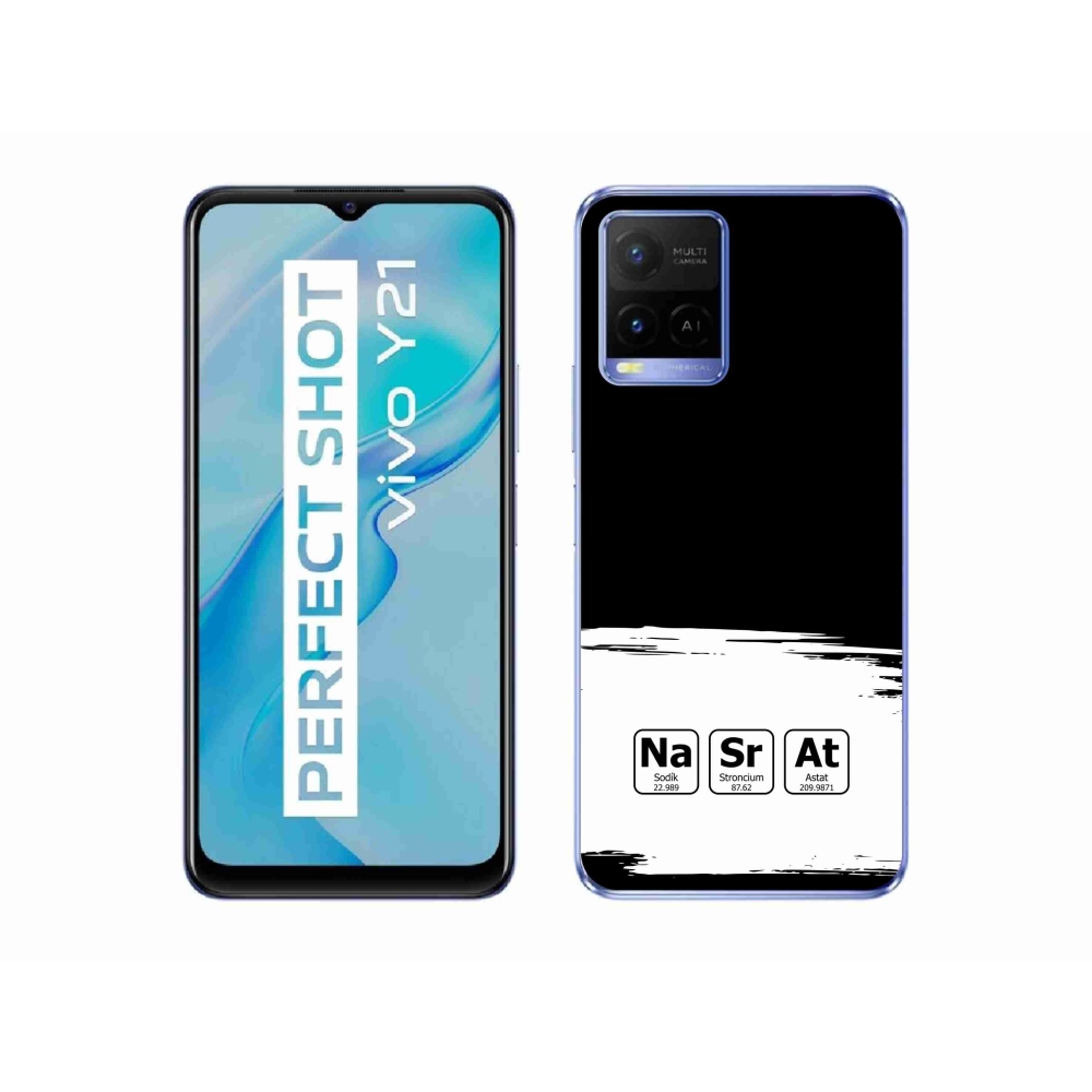 Gél borító mmCase a Vivo Y21/Y21s/Y33s készülékhez - kémiai elemek fehér és fekete háttérrel
