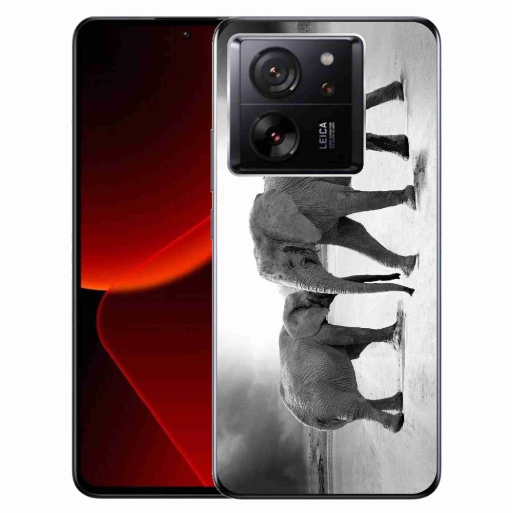 Zselés borítás mmCase a Xiaomi 13T/13T Pro számára - fekete és fehér elefántok