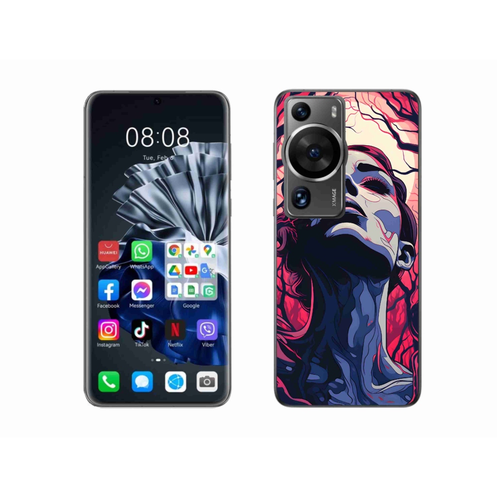 Gél borító mmCase a Huawei P60 Pro-n - absztrakt arc