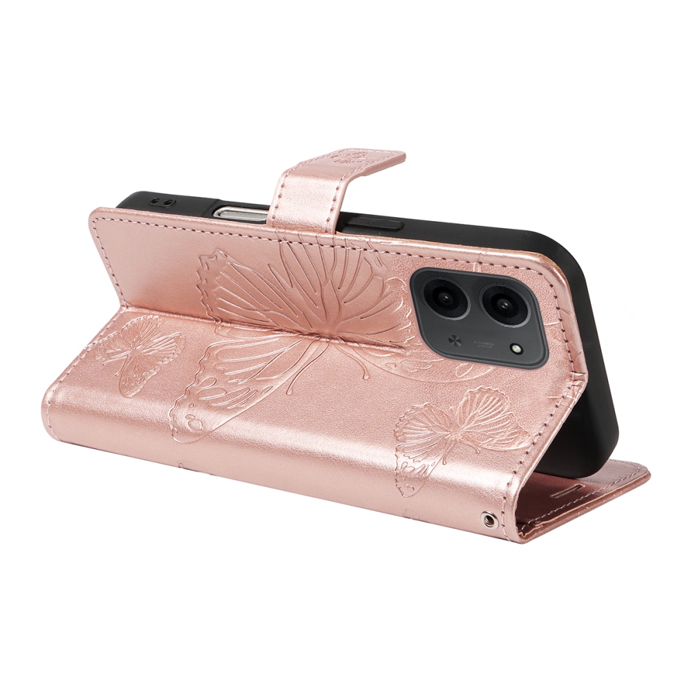 Nagy pillangó könyv tok Xiaomi Redmi 15C 4G/5G (173mm) - rózsaarany