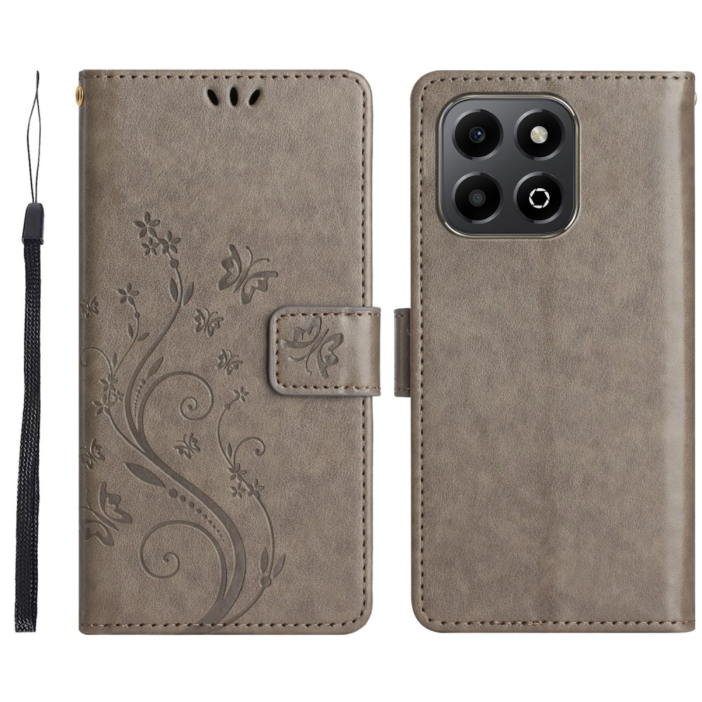 Virágok könyvtáska a Honor 200 Smart 5G készülékhez - szürke