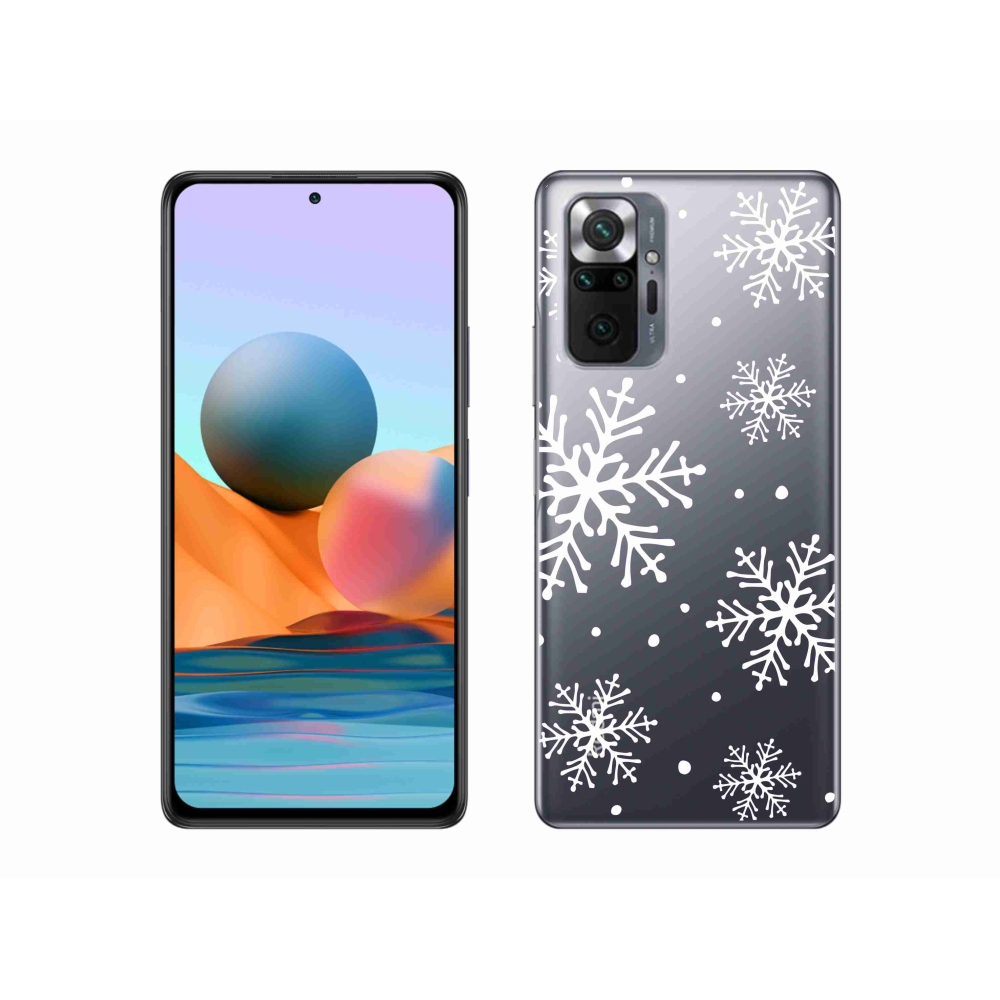 Gél borítás mmCase a Xiaomi Redmi Note 10 Pro készülékhez - fehér pelyhek átlátszó háttéren