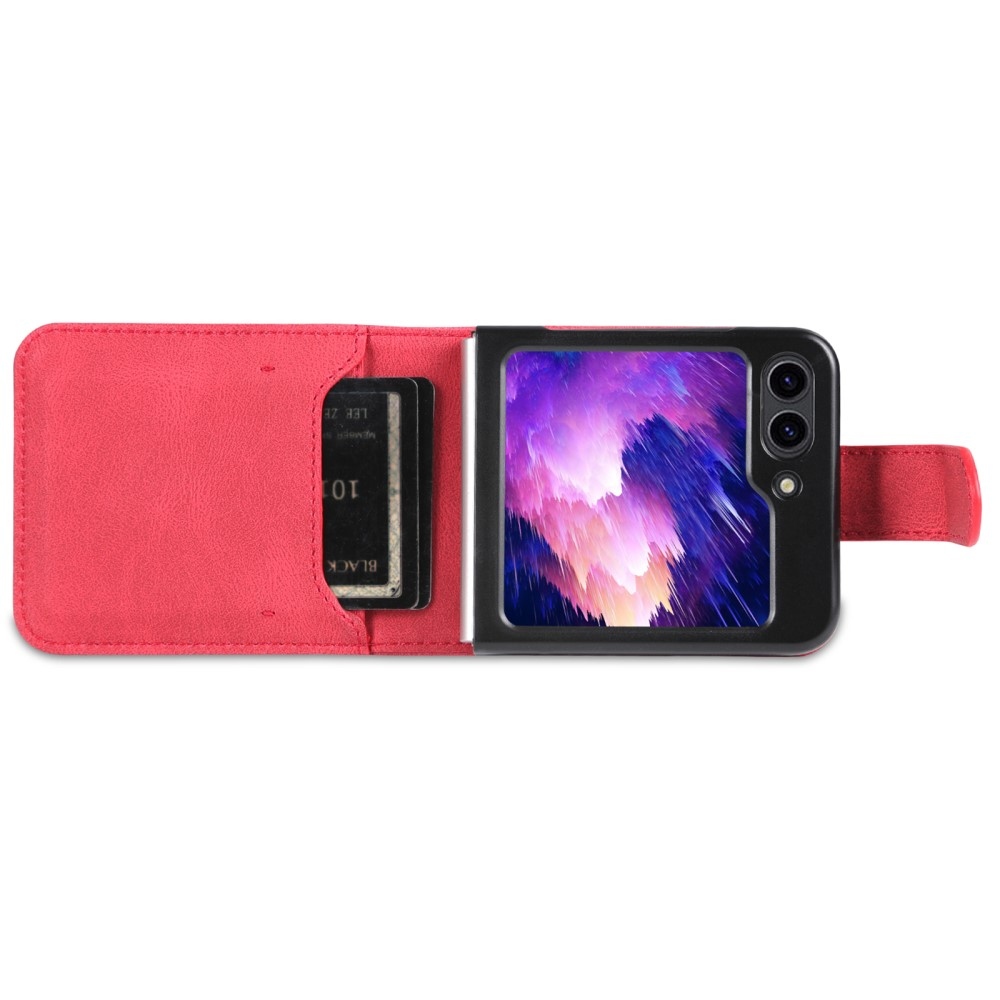 AZNS műanyag borítás PU bőrrel Samsung Galaxy Z Flip5 5G - piros