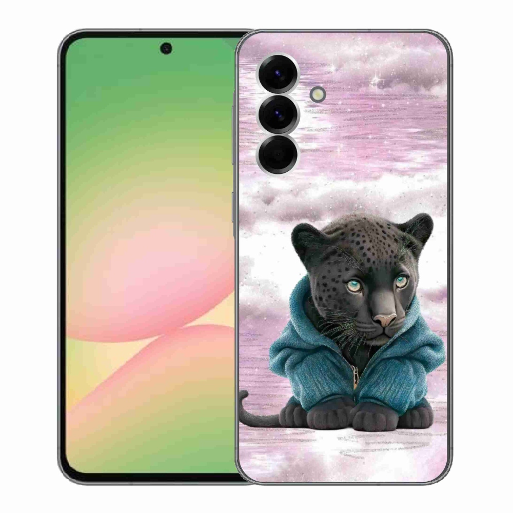 Zselés borítás mmCase Samsung Galaxy A56 5G - fekete párduc pulóverben