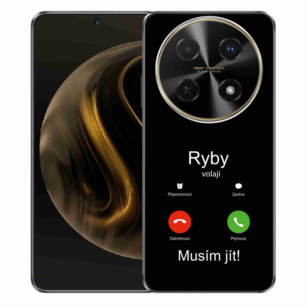 Gél borító mmCase a Huawei Nova 12i - hal hívás fekete háttérrel