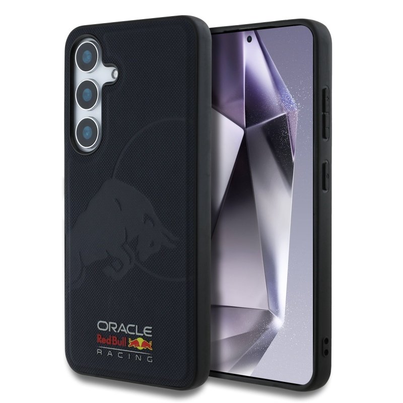 Red Bull bőr hálós, dombornyomott logós MagSafe hátlap Samsung Galaxy S25 készülékhez, sötétkék