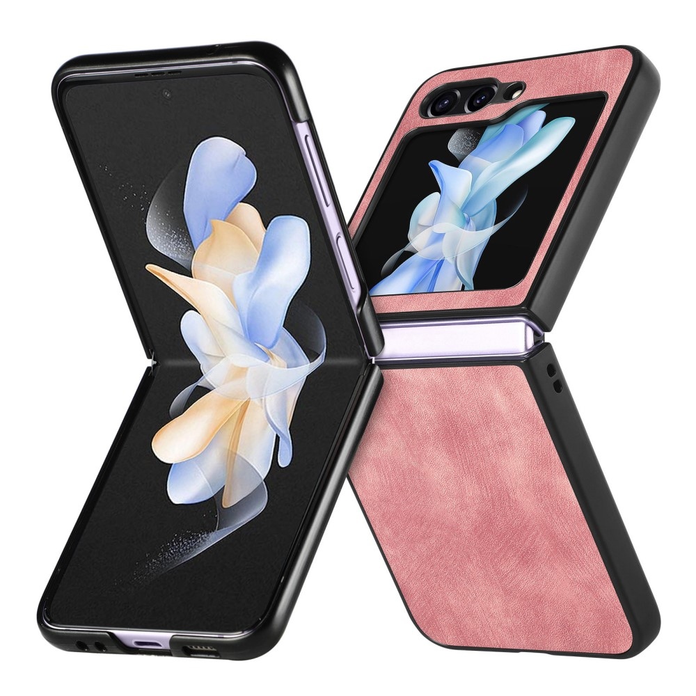 Vintage műanyag borító műbőrrel Samsung Galaxy Z Flip6 5G készülékhez - rózsaszín