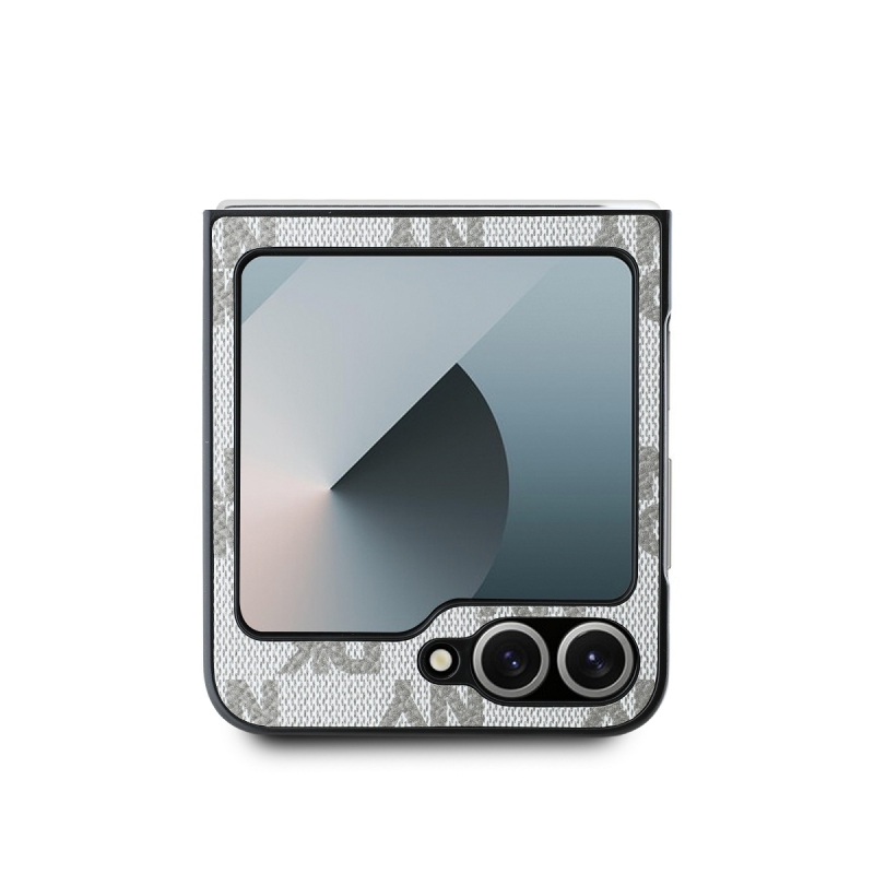 DKNY PU bőr kockás mintás és csíkos hátsó borító Samsung Galaxy Z Flip 6 bézs színűhöz