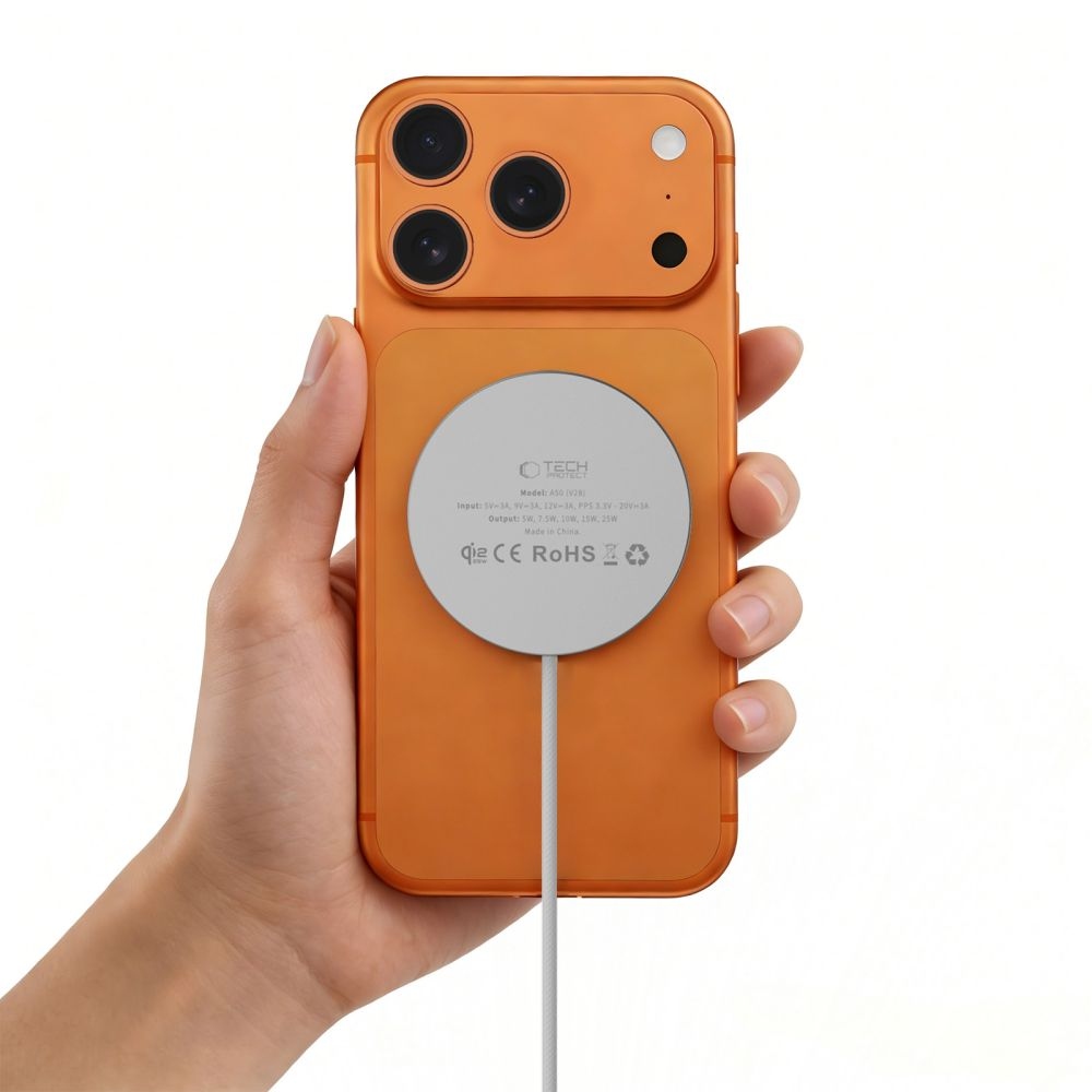 Tech-Protect A50 mágneses MagSafe 25W Qi2.2 vezeték nélküli töltő - fehér