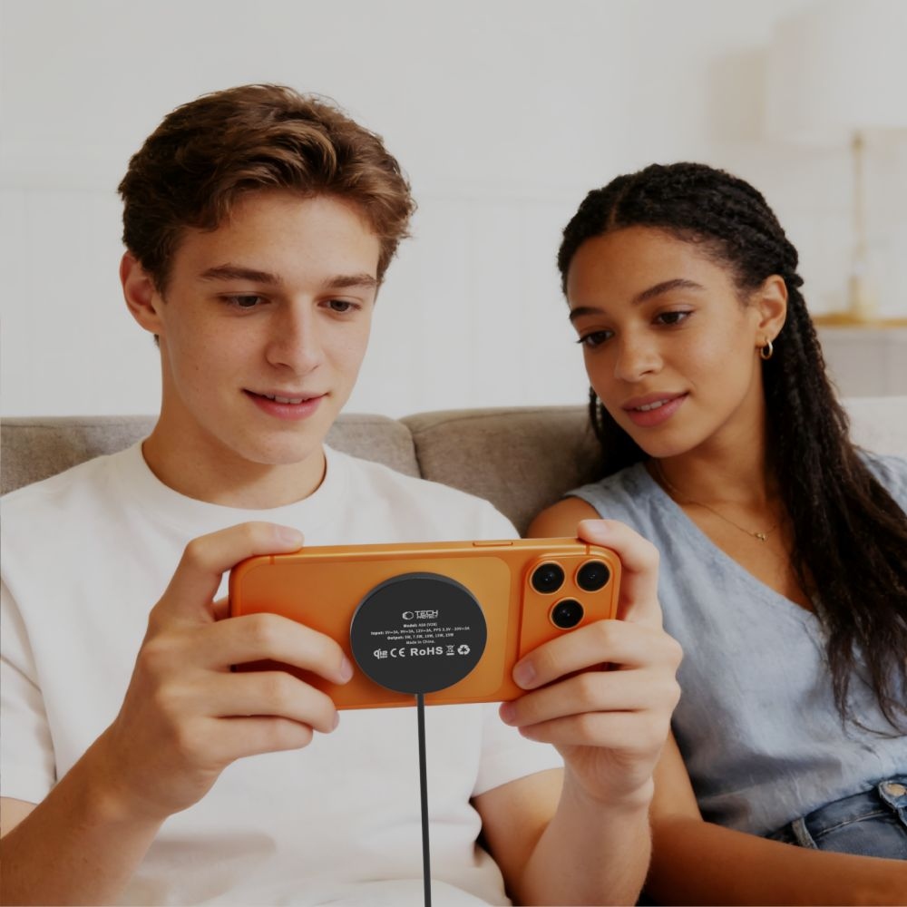 Tech-Protect A50 mágneses MagSafe 25W Qi2.2 vezeték nélküli töltő - Fekete