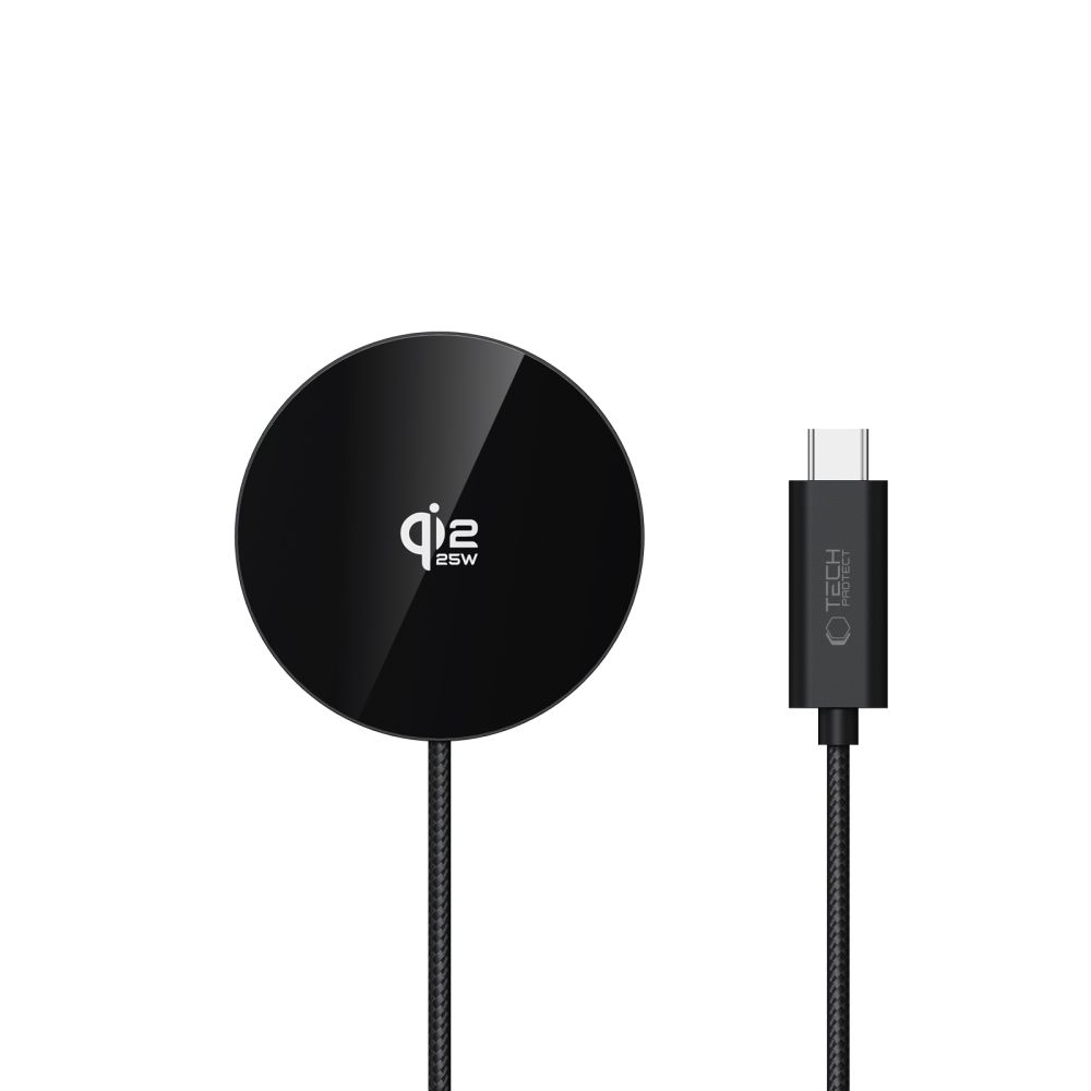 Tech-Protect A50 mágneses MagSafe 25W Qi2.2 vezeték nélküli töltő - Fekete