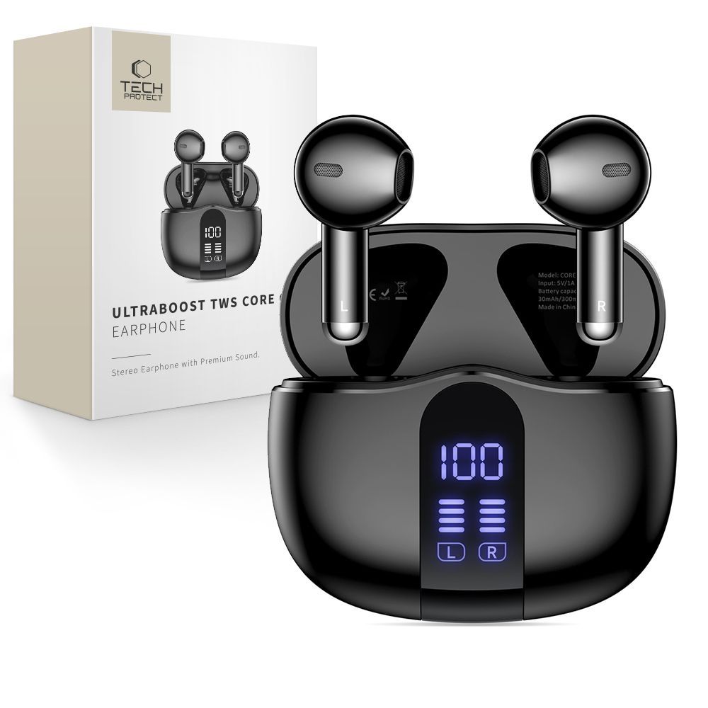 Tech-Protect UltraBoost TWS Earphone Core G2 vezeték nélküli fejhallgató - Fekete